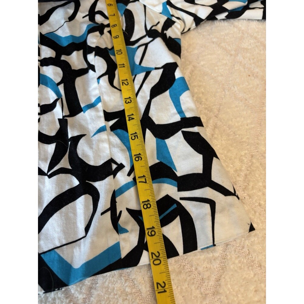 Dress Barn Blazer. Blue Black & White Design Shoulder Pads. Open Front. Lined. M - Picture 9 of 13